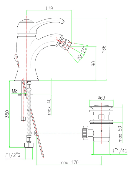 Fiore bidē jaucējkrāns Jafar 47ZZ5321
