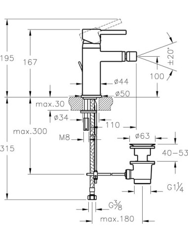 VitrA bidē jaucējkrāns Minimax S A41988EXP - 3