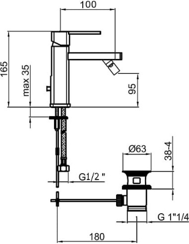 Webert bidē jaucējkrāns Azeta New AA840102015