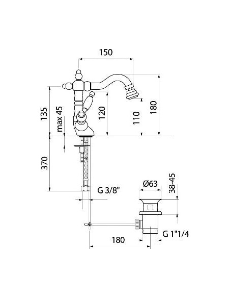 Webert bidē jaucējkrāns Dorian DO710402010 золото