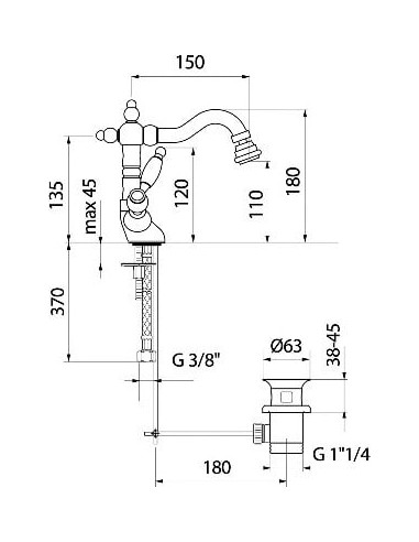 Webert bidē jaucējkrāns Dorian DO710402065 бронза