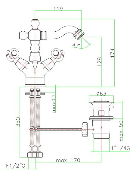 Fiore bidē jaucējkrāns Coloniale 02ZZ0635