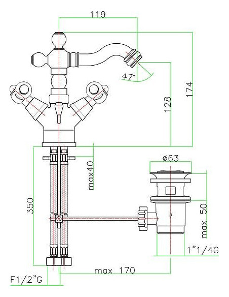 Fiore bidē jaucējkrāns Coloniale 02CR0635