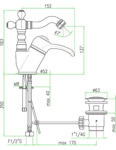 Fiore bidē jaucējkrāns Jafar 47CR5314