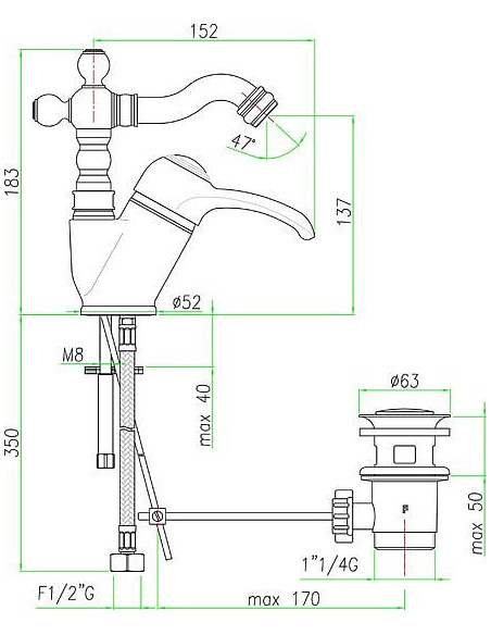 Fiore bidē jaucējkrāns Jafar 47CR5314