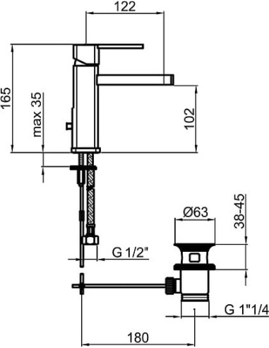 Webert izlietnes jaucējkrāns Azeta New AA830102015