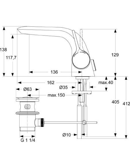 Ideal Standard izlietnes jaucējkrāns Melange A4258AA