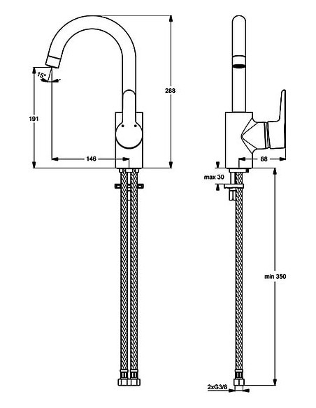 Ideal Standard izlietnes jaucējkrāns Connect Blue B9933AA