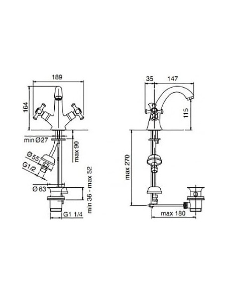 Treemme izlietnes jaucējkrāns Old Italy 4414.UU.OLD