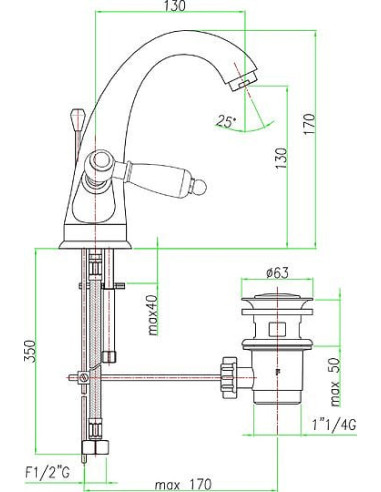 Fiore izlietnes jaucējkrāns Coloniale 02CR0623