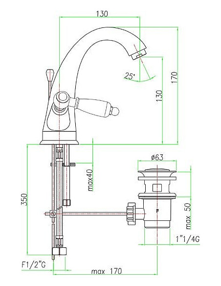 Fiore izlietnes jaucējkrāns Coloniale 02CR0623