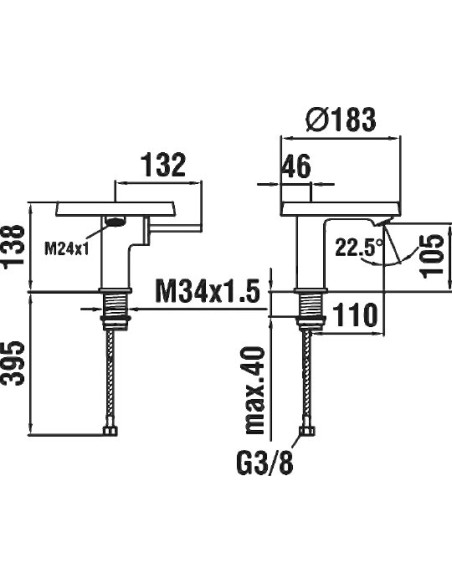 Laufen izlietnes jaucējkrāns Kartell 3.1133.1.004.113.1 - 14
