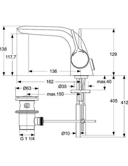 Ideal Standard izlietnes jaucējkrāns Melange A4260AA