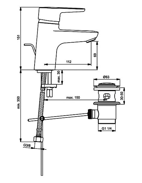 Ideal Standard izlietnes jaucējkrāns Connect Blue B9914AA