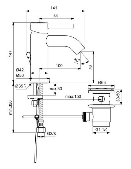 Ideal Standard izlietnes jaucējkrāns Ceraline BC193AA