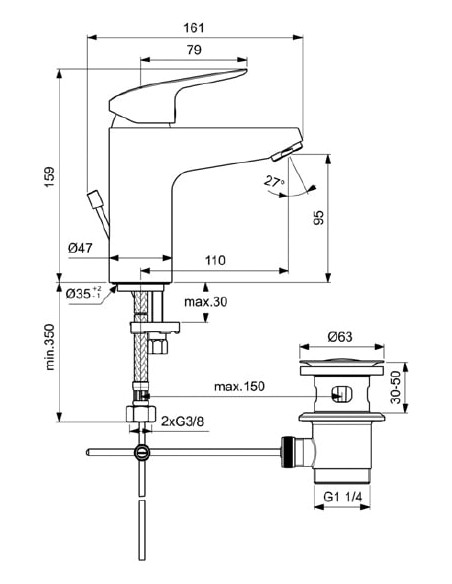 Ideal Standard izlietnes jaucējkrāns Ceraflex B1712AA