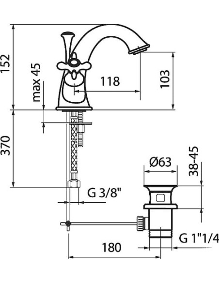 Webert izlietnes jaucējkrāns Ottocento OT700102065 бронза,