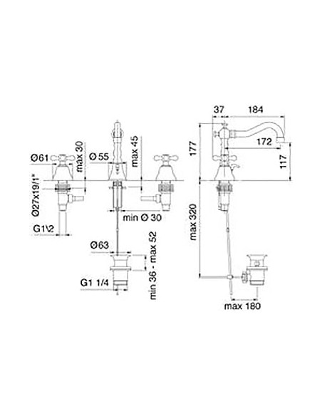 Treemme izlietnes jaucējkrāns Romantica 3617.DD.PV