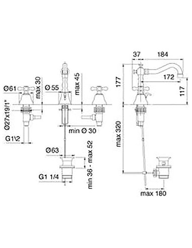 Treemme izlietnes jaucējkrāns Romantica 3617.UU.PV