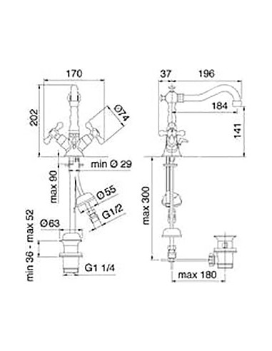 Treemme izlietnes jaucējkrāns Romantica 3618.UU.PV