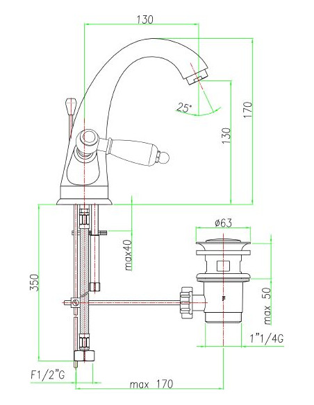 Fiore izlietnes jaucējkrāns Coloniale 02ZZ0623