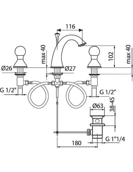 Webert izlietnes jaucējkrāns Karenina KA750101017 хром-золото