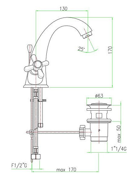 Fiore izlietnes jaucējkrāns Margot 26CR0623