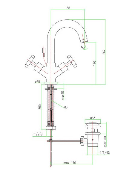Fiore izlietnes jaucējkrāns XT 25CR0522