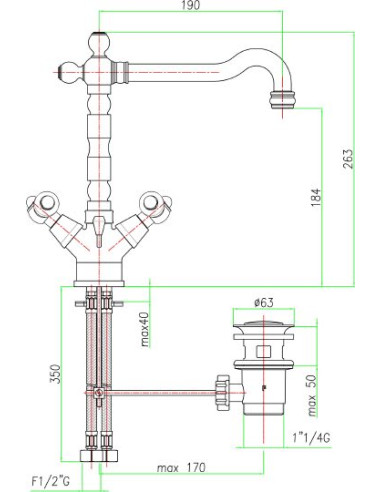 Fiore izlietnes jaucējkrāns Coloniale 02ZZ0625