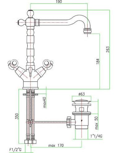 Fiore izlietnes jaucējkrāns Coloniale 02CR0625