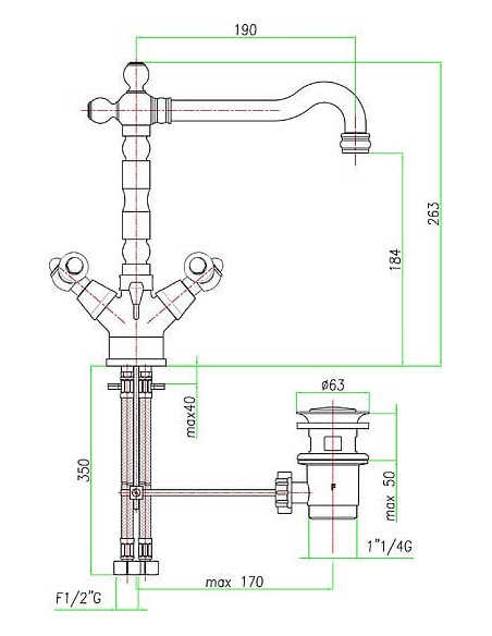 Fiore izlietnes jaucējkrāns Coloniale 02CR0625