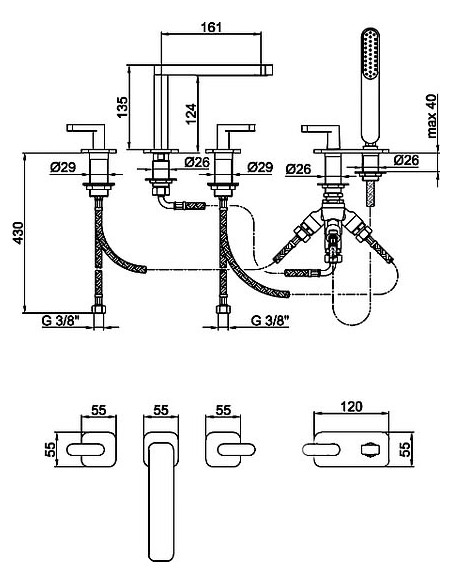 Webert jaucējkrāns uz vannas malas Living LV730401015