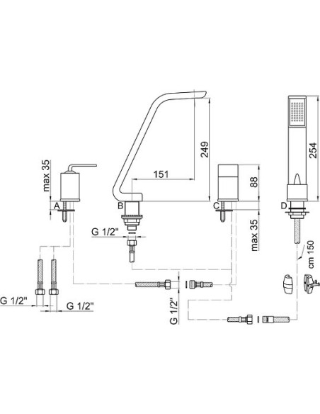 Webert jaucējkrāns uz vannas malas Wolo WO850701015