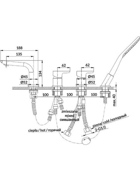 Excellent jaucējkrāns uz vannas malas Oxalia