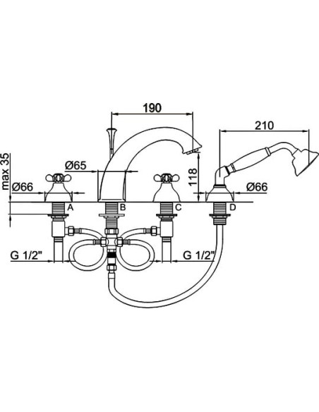 Webert jaucējkrāns uz vannas malas Ottocento OT730101065