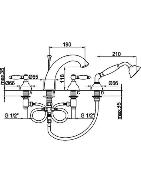 Webert jaucējkrāns uz vannas malas Dorian DO730101065