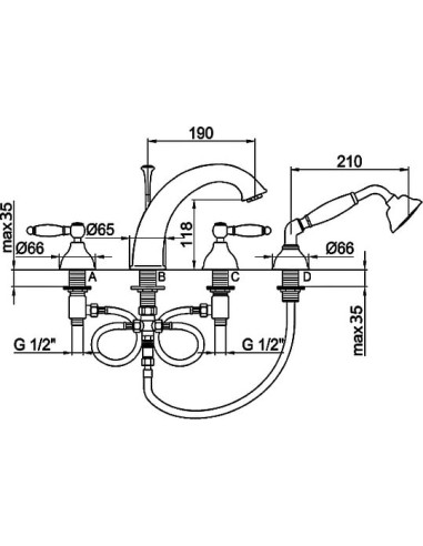 Webert jaucējkrāns uz vannas malas Dorian...