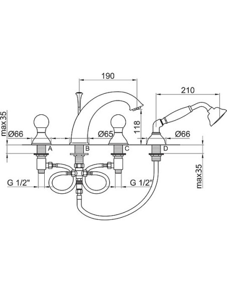 Webert jaucējkrāns uz vannas malas Karenina KA730101010