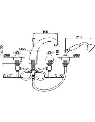 Webert jaucējkrāns uz vannas malas Ottocento...