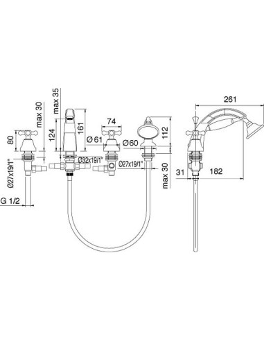 Treemme jaucējkrāns uz vannas malas Romantica...