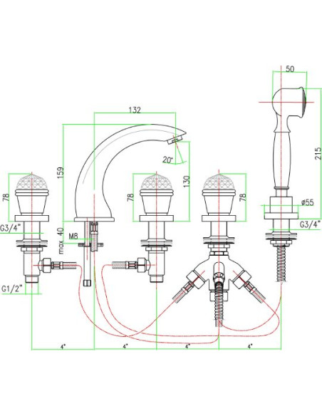 Fiore jaucējkrāns uz vannas malas XT Sky 17CR0507