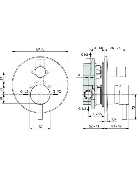 Ideal Standard jaucējkrāns vannai ar dušu Ceraline A6939AA