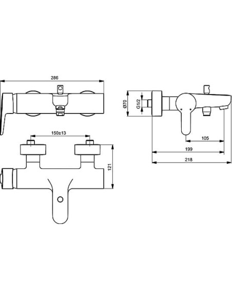 Ideal Standard jaucējkrāns vannai ar dušu Connect Blue B9921AA