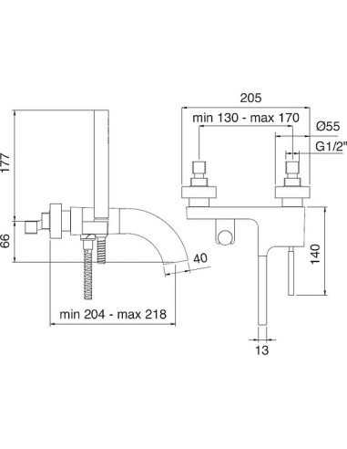 Treemme jaucējkrāns vannai ar dušu Cut 3300.CC