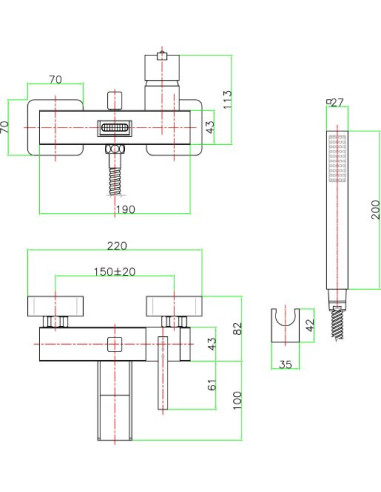 Fiore jaucējkrāns vannai ar dušu XS Sky 85CR7755