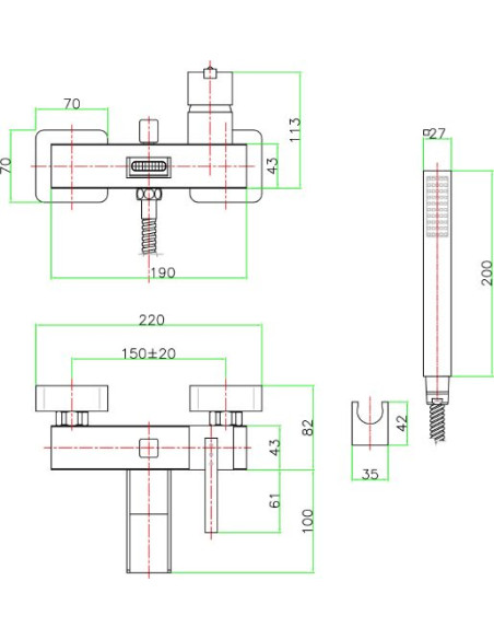 Fiore jaucējkrāns vannai ar dušu XS Sky 85CR7755