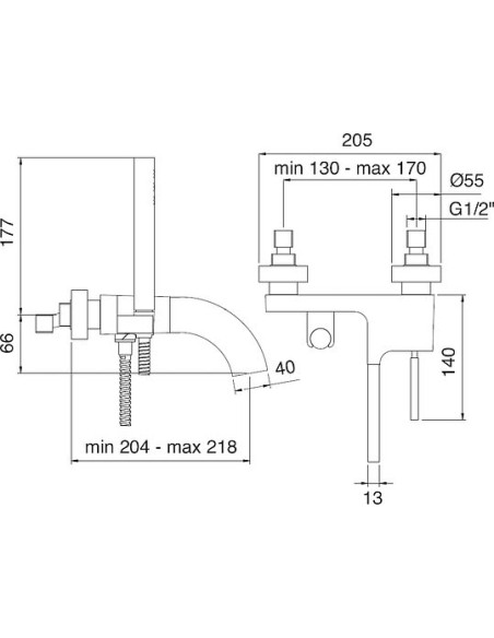 Treemme jaucējkrāns vannai ar dušu Cut 3300.BC.OLD