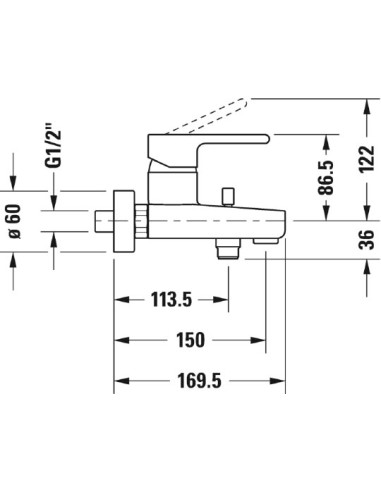 Duravit jaucējkrāns vannai ar dušu B.2...