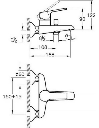VitrA jaucējkrāns vannai ar dušu Axe S A41070EXP - 4
