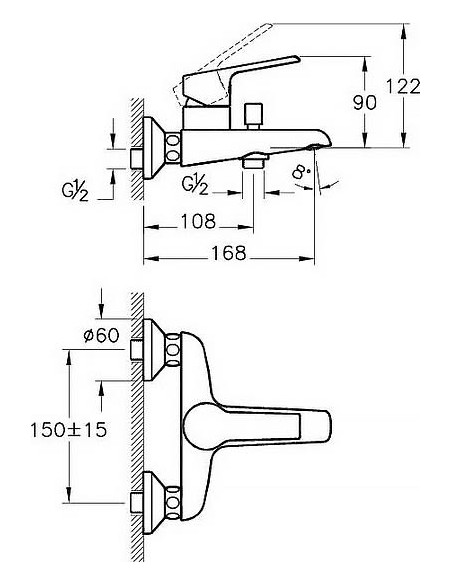 VitrA jaucējkrāns vannai ar dušu Axe S A41070EXP - 4 VitrA jaucējkrāns vannai ar dušu Axe S A41070EXP - 4